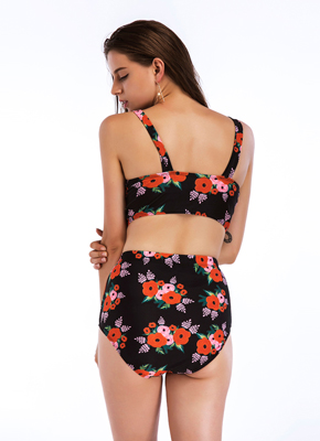 Floral Printing High waist Push Up Bathing Suit