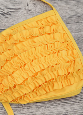 Fold Bandage Triangle Bikini set-yellow 3