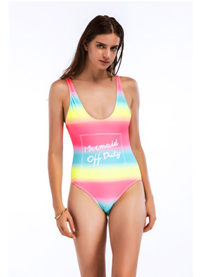 Rainbow one piece swimsuit women
