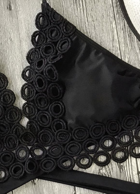 Black lace up bikini top
