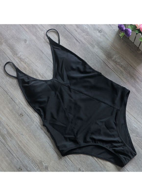 black color 1 piece swimsuit for women