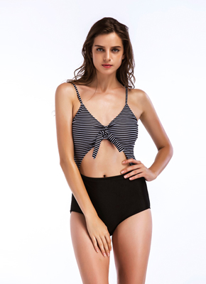 Black Cut out One piece swimsuit for women