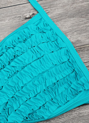 Fold Bandage Triangle Bikini set-blue 6