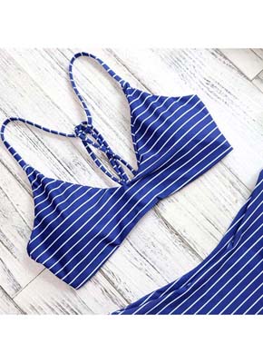 Blue Stripe Bandage Bikini set 6