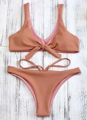 Tie Bikini Set-Pink 4
