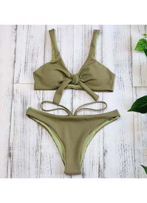 Tie Bikini Set-Olive Green 5