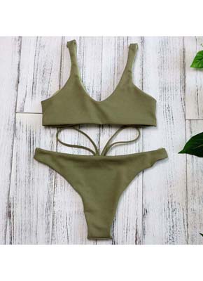 Tie Bikini Set-Olive Green 6