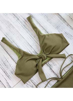 Tie Bikini Set-Olive Green 7